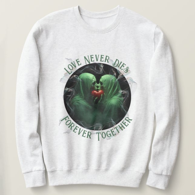 Kissing Spöken Halloween Shirt Lång Ärmad Tröja (Design framsida)