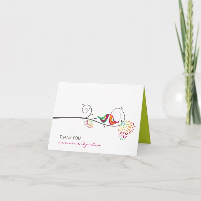 Kissing Summer Birds Bröllop Tack Photo Card Kort (Framsida)