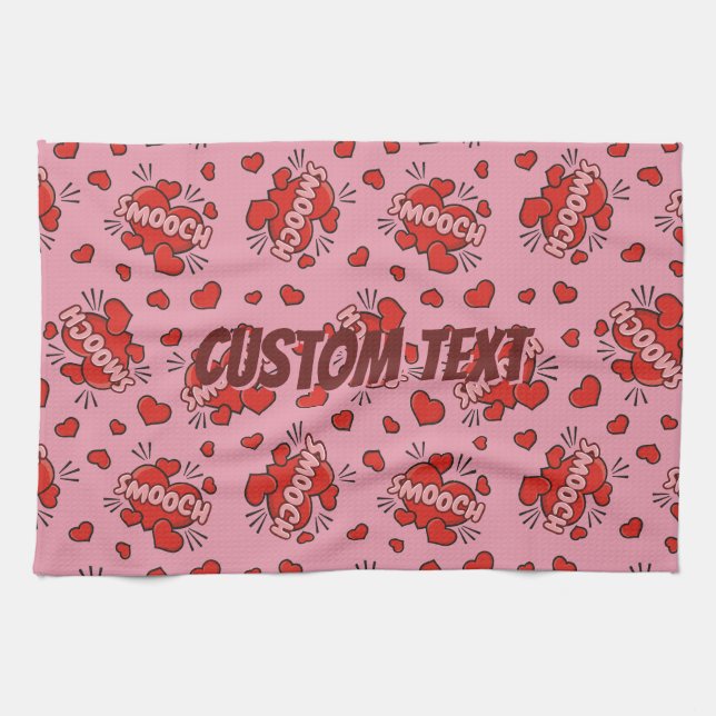 Kissing Tecknad Ljud Effect Mönster Kökshandduk (Horisontell)