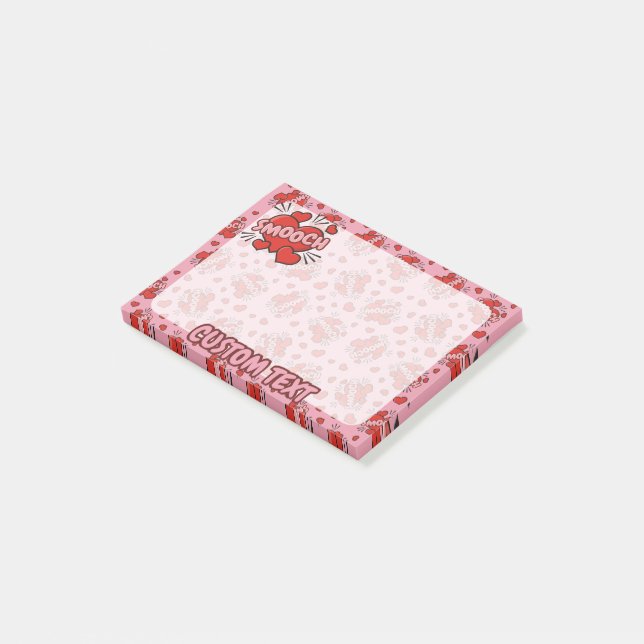 Kissing Tecknad Ljud Effect Mönster Post-it Block (Vinklad)