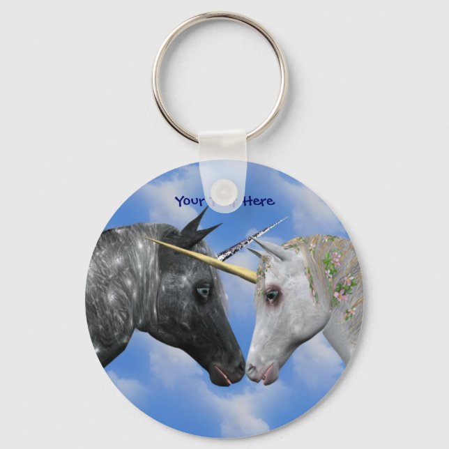 Kissing Unicorns Fantasy Keychain Nyckelring (Framsida)