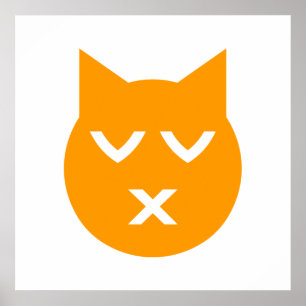 Kissing with Closed Öga Emoji Cat Poster