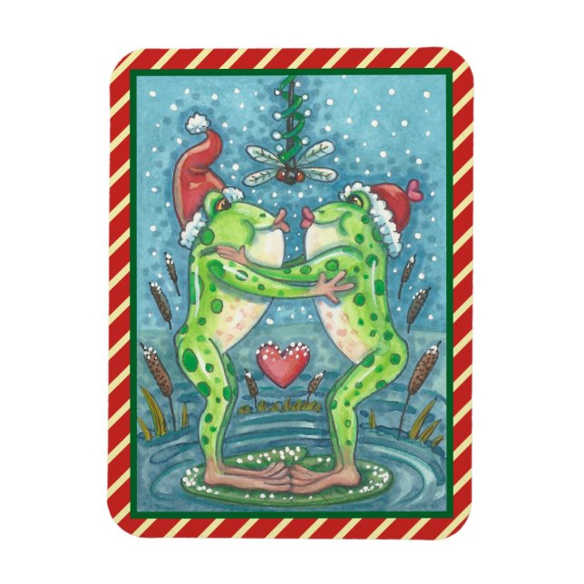 KISSNING AV FROGGAR, DRAGONFLY MISTLETOE HELGDAG M MAGNET (Vertikal)