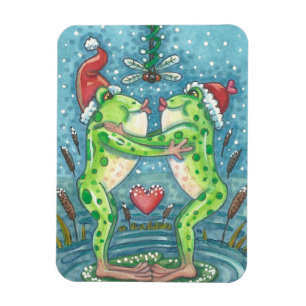 KISSNING AV FROGGAR, DRAGONFLY MISTLETOE HELGDAG M MAGNET