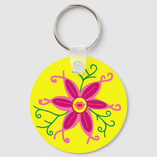 Kissy läppar blomma nyckelring (Framsida)