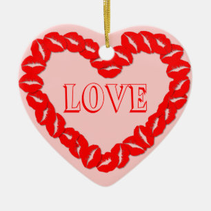 Kissy Läppar Heart Julgransprydnad Keramik