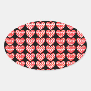 Kissy Läppar Hearts Ovalt Klistermärke