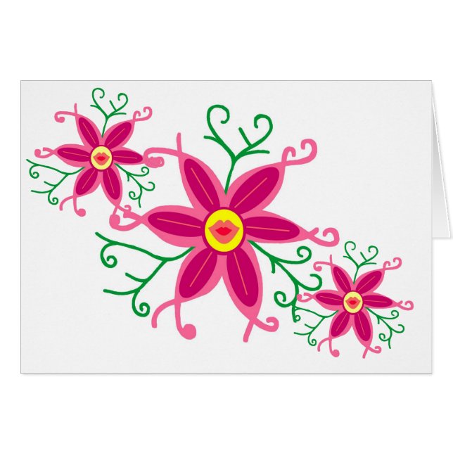 Kissy läpparblomma hälsningskort (Framsidan Horizontal)