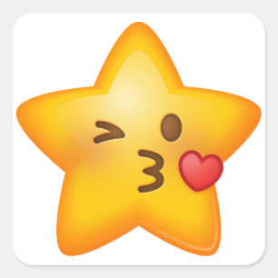 Kissy Star Emoji Stickers Fyrkantigt Klistermärke