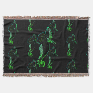 Kistor av typen Sea Horse Vector Art Throw Blanket Filt