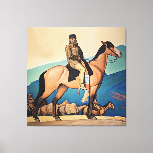 Kit Carson med bergsmän av Maynard Dixon Canvastryck (Framsida)