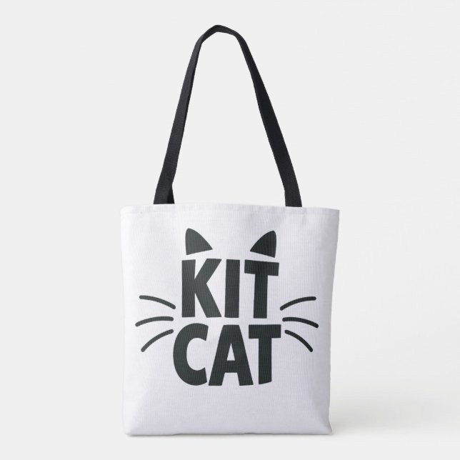 Kit Cat Typografisk Handväskor Tygkasse (Baksida)