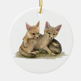 Kit Foxes Ceramic Ornament