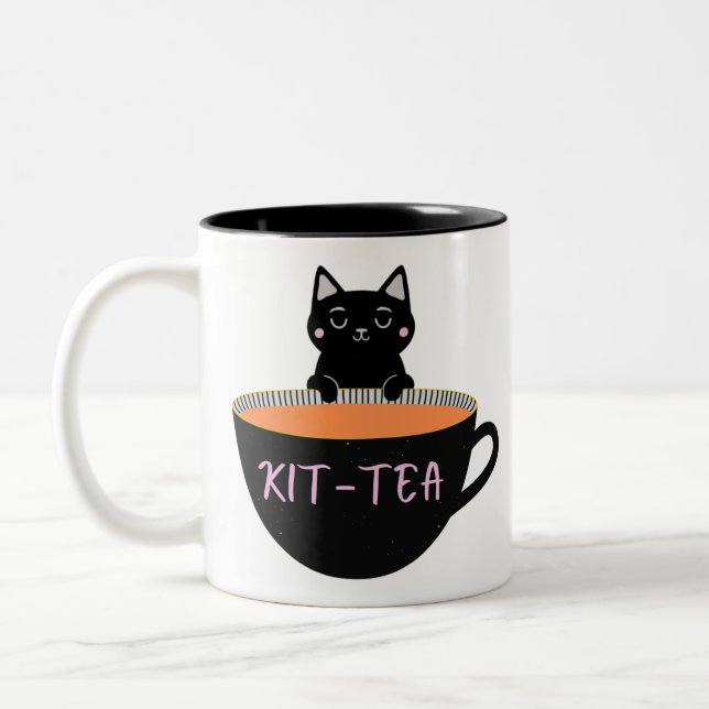 KIT-TEA BLACK CAT Två-Tonad MUGG (Vänster)