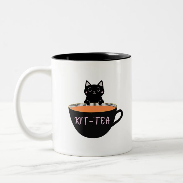 KIT-TEA BLACK CAT Två-Tonad MUGG (Vänster)