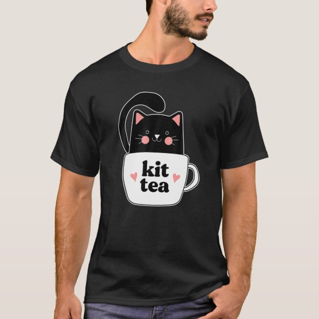 Kit Tea Black Kattunge Mugg Tea Älskare T Shirt (Framsida)