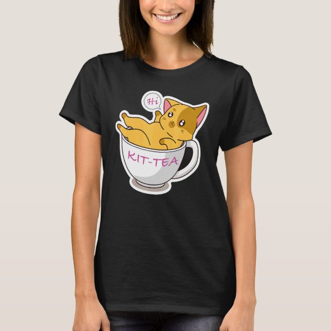 Kit Tea Cat Cute and Cat 3 T Shirt (Framsida)