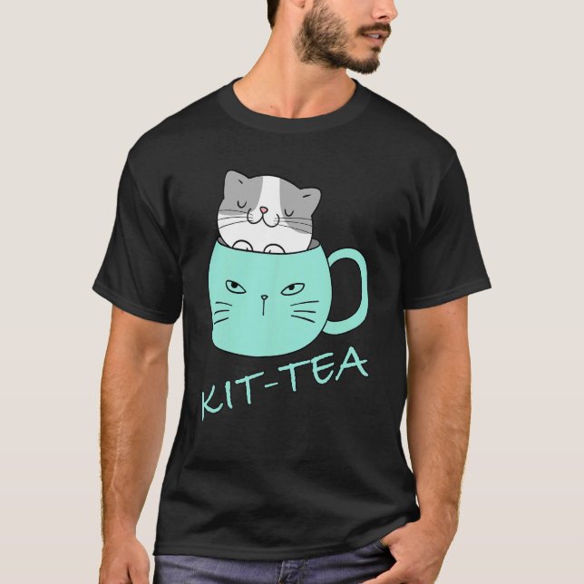 Kit Tea Cat Cute and Cat 4 T Shirt (Framsida)