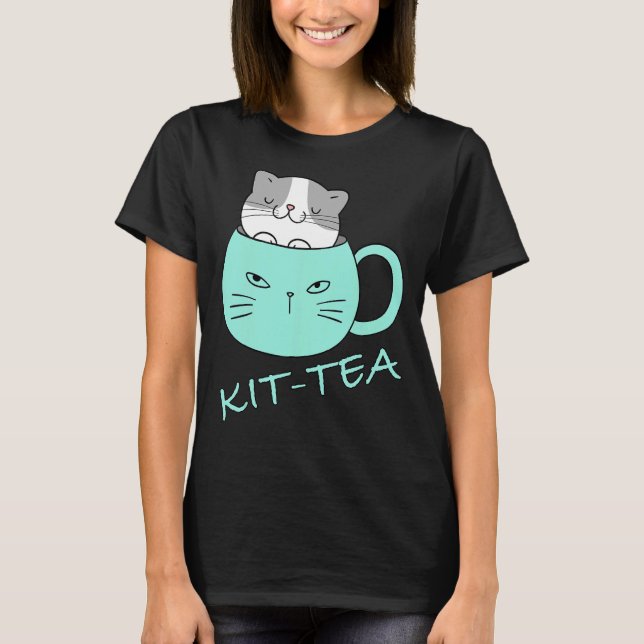 Kit Tea Cat Cute and Cat 4 T Shirt (Framsida)