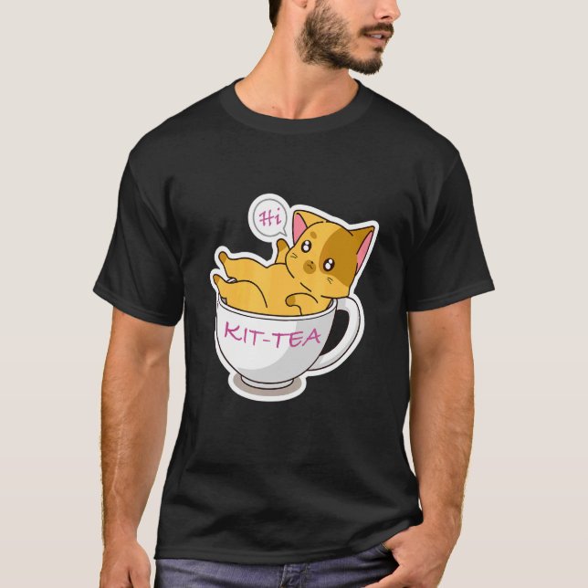 Kit Tea Cat Cute and Cat 5 T Shirt (Framsida)