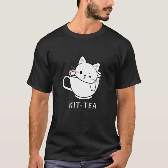 Kit Tea Cat Cute and Cat Tea 2 T Shirt (Framsida)