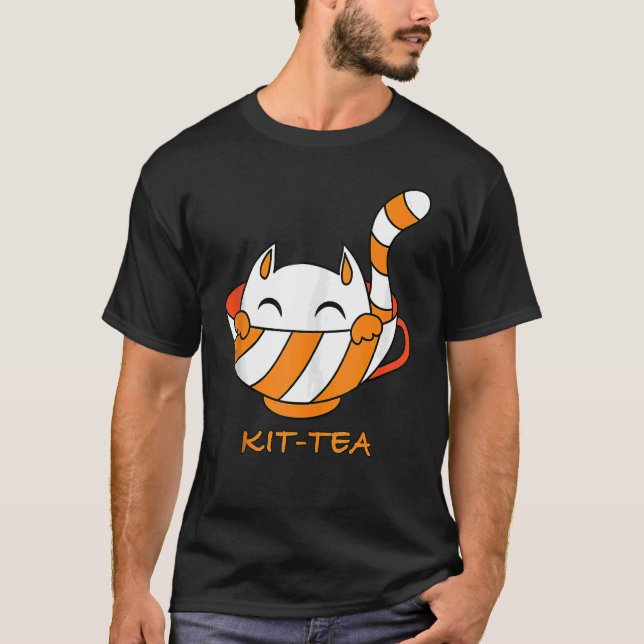 Kit Tea Cat Cute och Cat 1 T Shirt (Framsida)