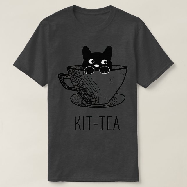 Kit-Tea Cat Lover, Cute and Funny Black Cat T Shirt (Design framsida)