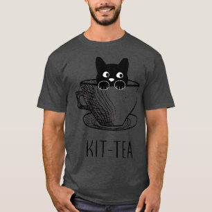 Kit-Tea Cat Lover, Cute and Funny Black Cat T Shirt