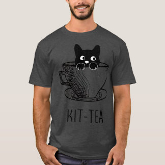 Kit-Tea Cat Lover, Cute and Funny Black Cat T Shirt
