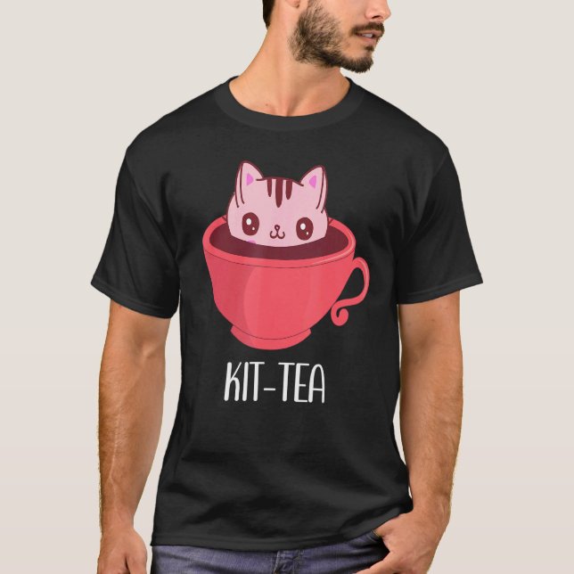 Kit Tea Cat Mugg Kit Tea Kopp Cute for Cat T Shirt (Framsida)