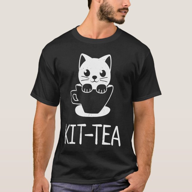 Kit Tea Cute Kitten och Cat T Shirt (Framsida)