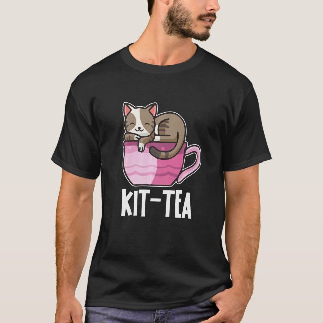 Kit Tea eller Kattunge, färgad katt och tea T Shirt (Framsida)