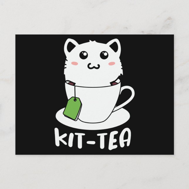 Kit Tea Funny Cat Lovers Vykort (Framsida)