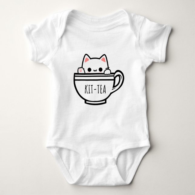 Kit Tea Funny Cat Pun Kawaii Cat T Shirt (Framsida)