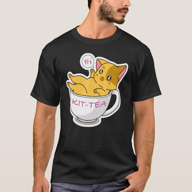 Kit Tea Katt Söt Och Katt 3 T Shirt (Framsida)