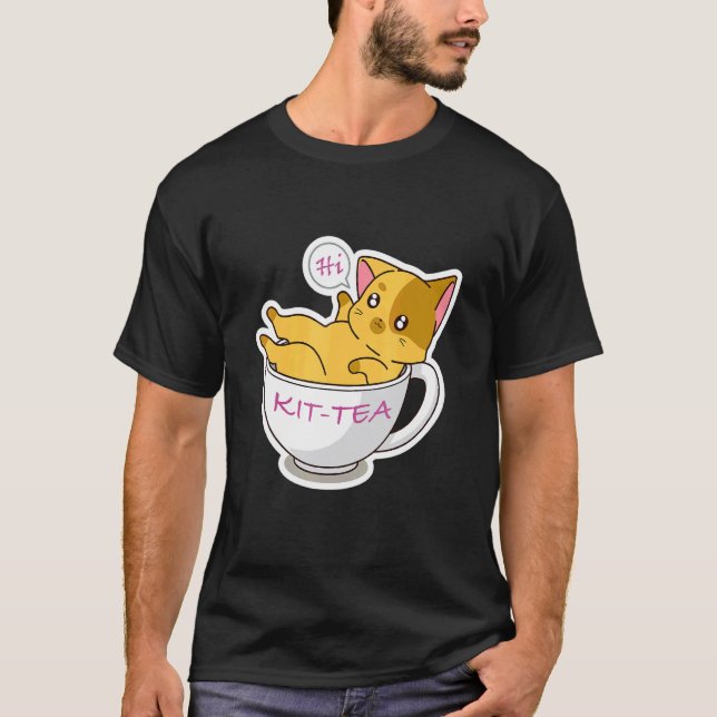 Kit Tea Katt Söt Och Katt 5 T Shirt (Framsida)