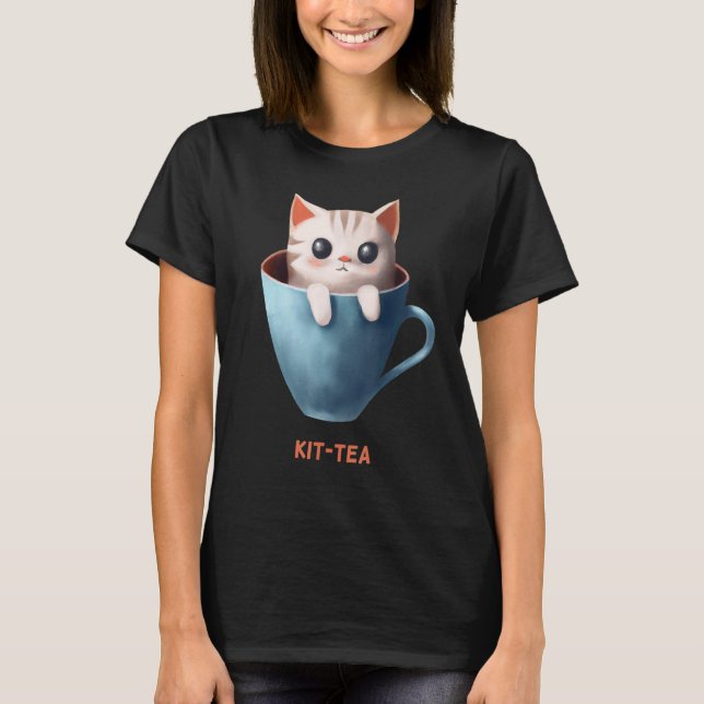 Kit tea Kittea Kattunge Tea Kitten Kopp Cute Anima T Shirt (Framsida)