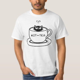 Kit-Tea Kitten Funny Cat Pet Animal Manar Hänt-Shi T Shirt