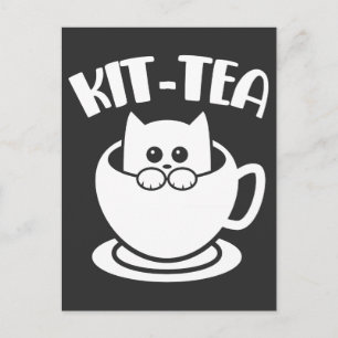Kit-Tea Pet Funny Cat Tea Animal Pun Vykort