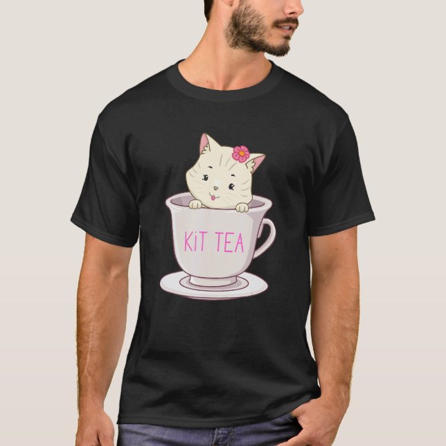 Kit Tea Söt Och  Kitty Katt  Sarksatisk T Shirt (Framsida)