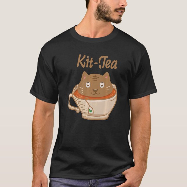 Kit Tea Tea Drinker Tea Älskare cat Lover Crazy Ca T Shirt (Framsida)