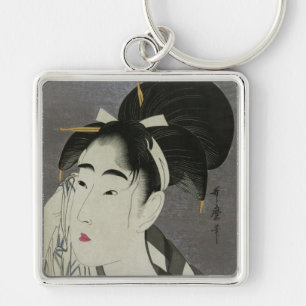 Kitagawa Utamaros Ase O Fuku Onna nyckelring