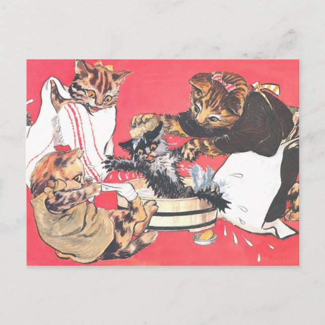 Kitazawa Rakuten nekono gyouzui 1914 Vykort (Framsida)