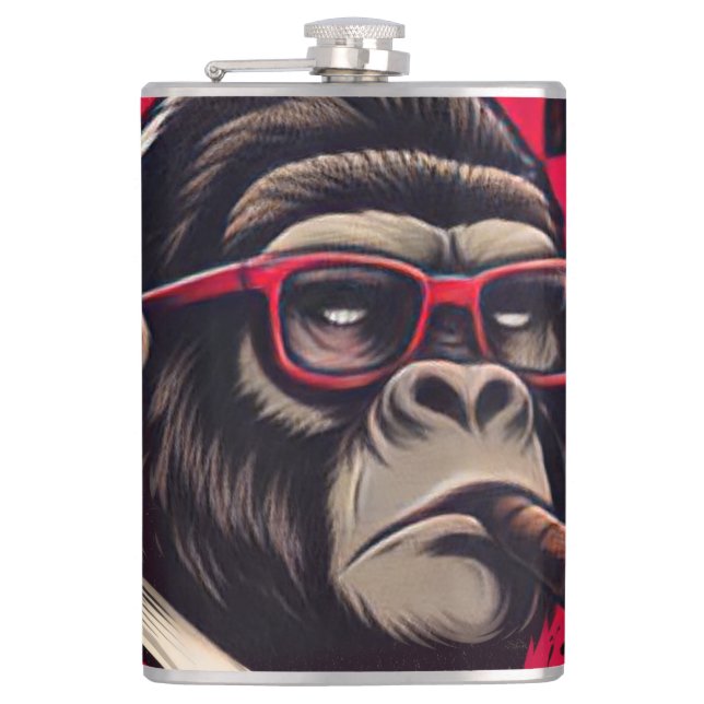 Kitchen/Bar Gorilla Boss Vinyl Wrapped Flask Fickplunta (Framsidan)