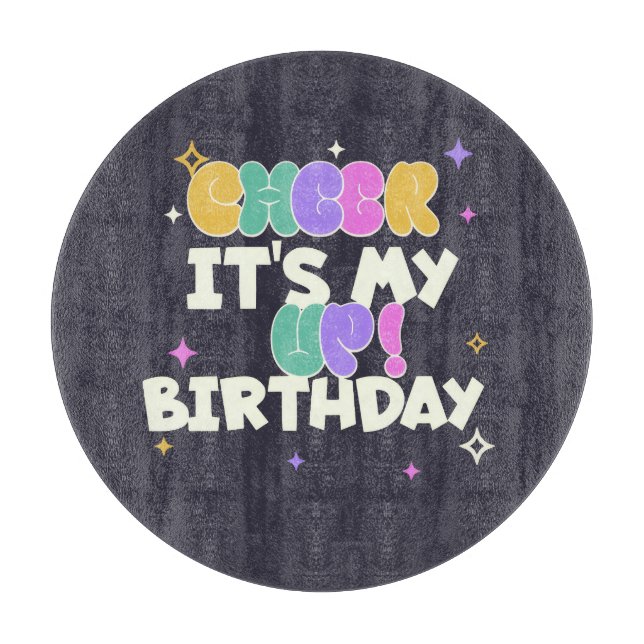 KITCHEN BIRTHDAY CHEER UP ROUND CUTTING BOARD  (Framsidan)