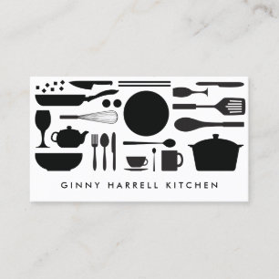 Kitchen Collage Black on White Visitkort