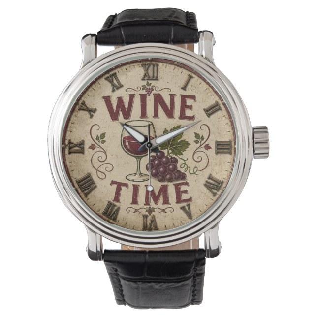Kitchen Farmhouse Decor Wine Time  Armbandsur (Framsida)