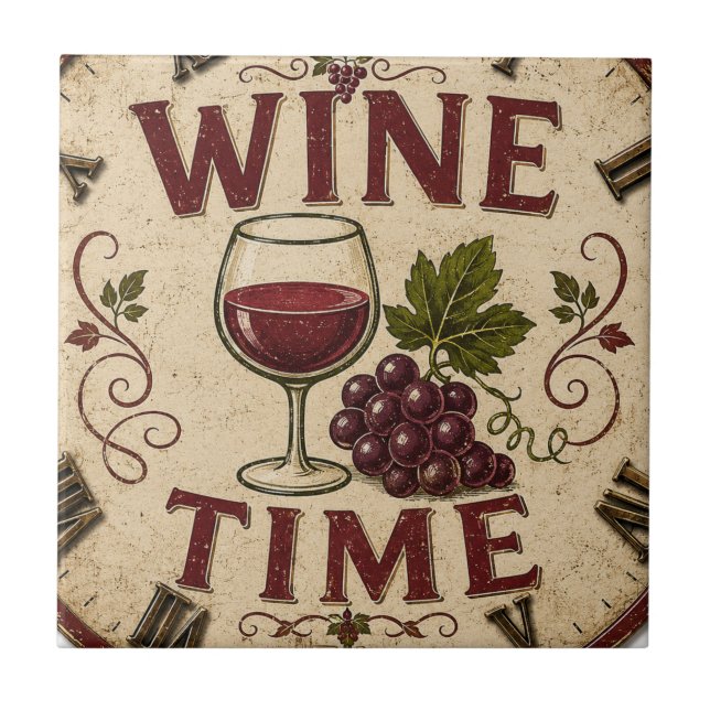 Kitchen Farmhouse Decor Wine Time  Kakelplatta (Framsidan)