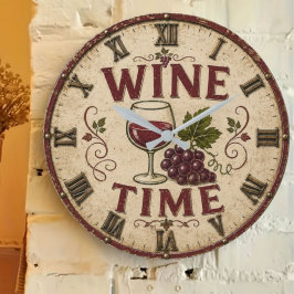Kitchen Farmhouse Decor Wine Time  Stor Klocka