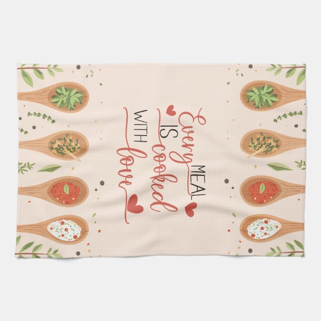 Kitchen Kärlek - Heartfilt Culinary Towel Kökshandduk (Horisontell)